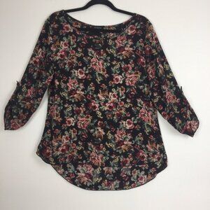 Eclipse Floral Peasant Blouse Lrg